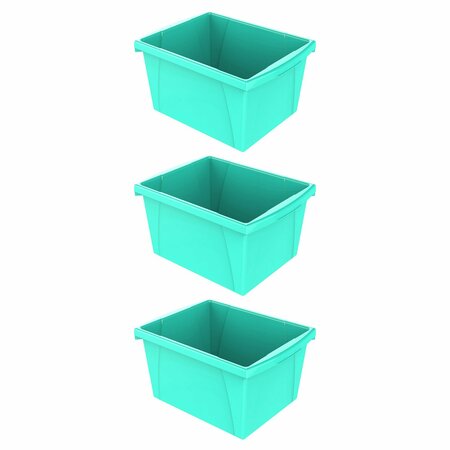 STOREX Classroom Storage Bin, 4 Gallon, Teal, 3PK 61477U06C